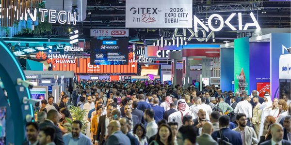 GITEX Global exhibition hall with technology stands and visitors