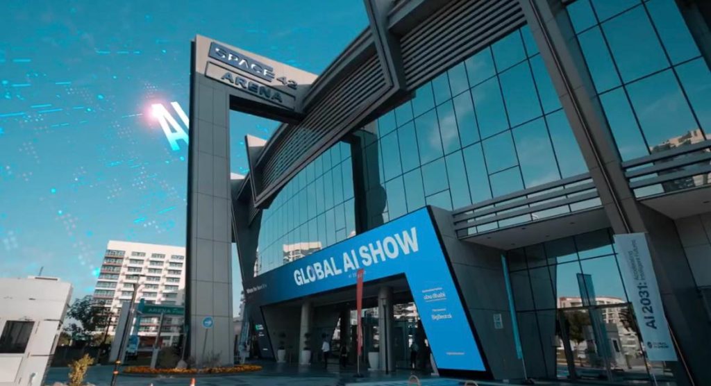 Global AI Show signage outside Space42 Arena