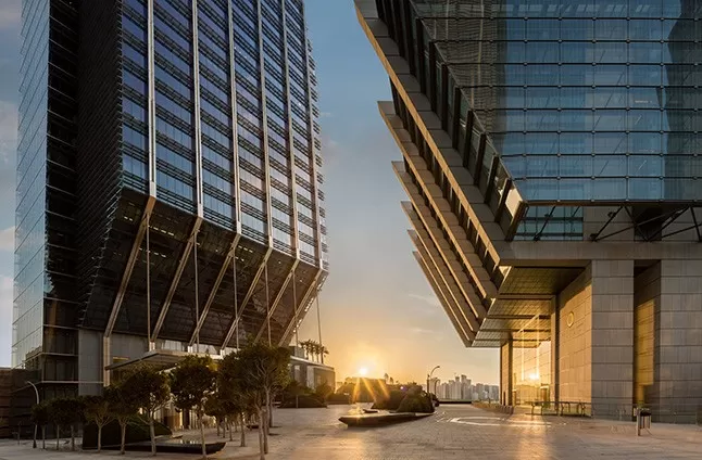 Buildings and courtyard at Hub71 on Al Maryah Island